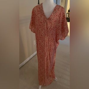 ZARA Women Midi Satin Tunic Dress Orange